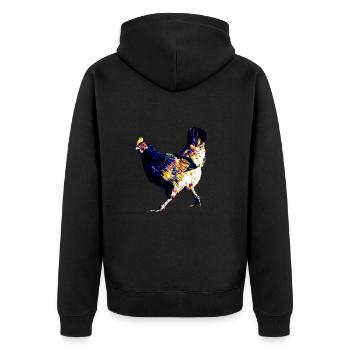Huhn bunt Henne - Unisex Premium Bio Zip Hoodie - Schwarz - Hinten - Nico (187cm)