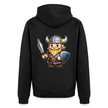 Cute Viking with Sword - Unisex Premium Organic Zip Hoodie - black - Back - Nico (187cm)