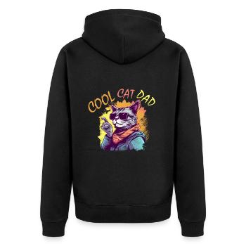Katzen Papa - Unisex Premium Bio Zip Hoodie - Schwarz - Hinten - Nico (187cm)