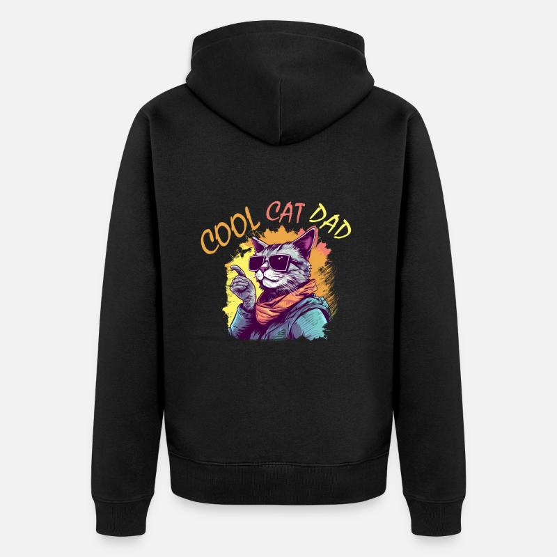 Papa chat - Veste à capuche bio Premium Unisexe - noir