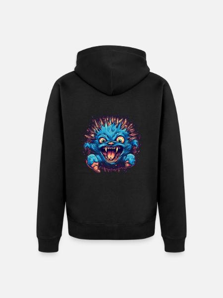 Hedgehog Halloween Horror - Unisex Premium Organic Zip Hoodie - black