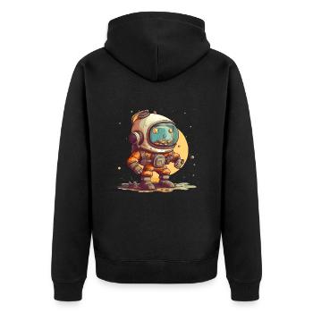 Astronaut - Unisex Premium Bio Zip Hoodie - Schwarz - Hinten - Nico (187cm)