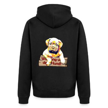 Avertissement sur le chien - Chiot mignon - Veste à capuche bio Premium Unisexe - noir - Dos - Nico (187cm)