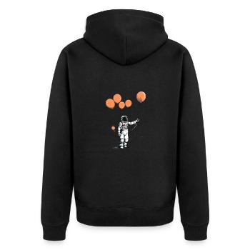 Astronaut - Unisex Premium Bio Zip Hoodie - Schwarz - Hinten - Nico (187cm)