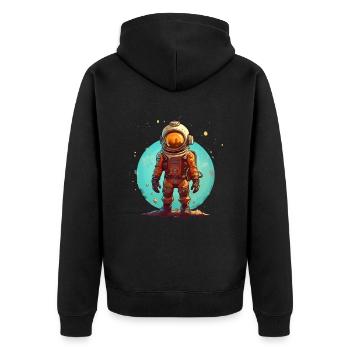 Astronaut - Unisex Premium Bio Zip Hoodie - Schwarz - Hinten - Nico (187cm)