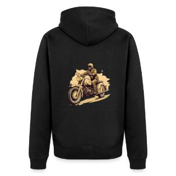Vintage Motorcycle Motorcyclist - Unisex Premium Organic Zip Hoodie - black - Back - Nico (187cm)