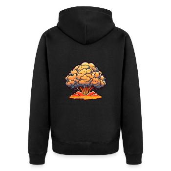 Explosion Feuerwerk Pyrotechnik - Unisex Premium Bio Zip Hoodie - Schwarz - Hinten - Nico (187cm)