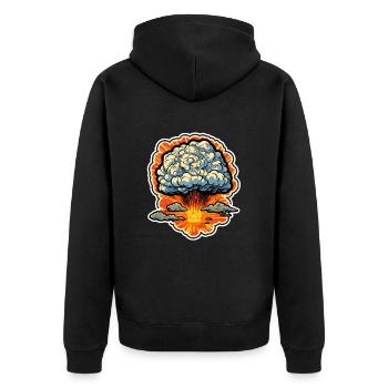 Explosion Feuerwerk Pyrotechnik - Unisex Premium Bio Zip Hoodie - Schwarz - Hinten - Nico (187cm)