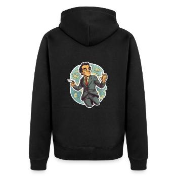 Richard Feynman - Unisex Premium Bio Zip Hoodie - Schwarz - Hinten - Nico (187cm)