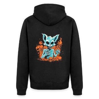 Halloween Fuchs Skelett - Unisex Premium Bio Zip Hoodie - Schwarz - Hinten - Nico (187cm)