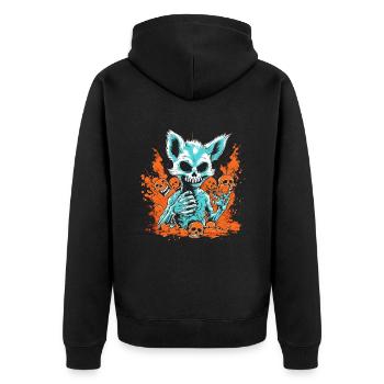 Halloween Fuchs Skelett - Unisex Premium Bio Zip Hoodie - Schwarz - Hinten - Nico (187cm)