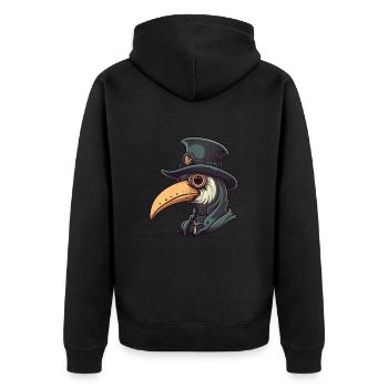 Pestdoktor Doktor Arzt - Unisex Premium Bio Zip Hoodie - Schwarz - Hinten - Nico (187cm)