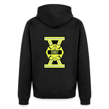 Division Chief Feuerwehr - Unisex Premium Bio Zip Hoodie - Schwarz - Hinten - Nico (187cm)