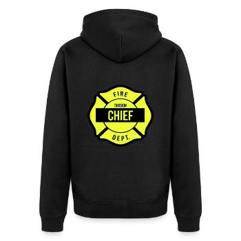 Division Chief Feuerwehr - Unisex Premium Bio Zip Hoodie - Schwarz - Hinten - Nico (187cm)