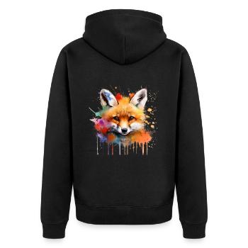 fox, pup - Unisex Premium Organic Zip Hoodie - black - Back - Nico (187cm)