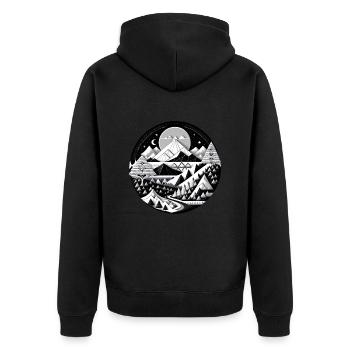 The Mountains 01 - Unisex Premium Organic Zip Hoodie - black - Back - Nico (187cm)