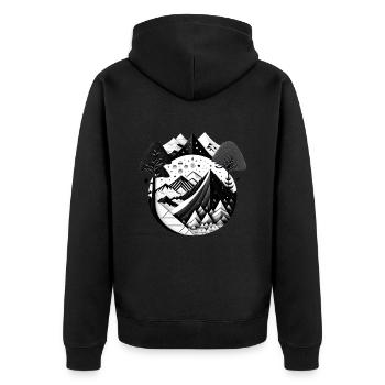 The Mountains 02 - Unisex Premium Organic Zip Hoodie - black - Back - Nico (187cm)