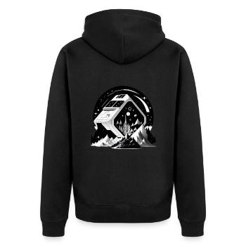 Space City 03 - Unisex Premium Organic Zip Hoodie - black - Back - Nico (187cm)