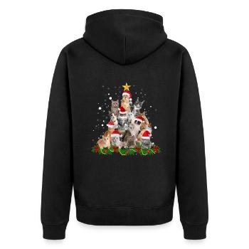 Funny cats Christmas tree - Unisex Premium Organic Zip Hoodie - black - Back - Nico (187cm)