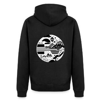 The Mountains 03 - Unisex Premium Organic Zip Hoodie - black - Back - Nico (187cm)