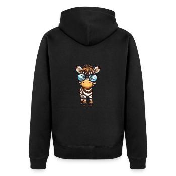 Zebra trägt Brille Karikatur Kawaii Illustration - Unisex Premium Bio Zip Hoodie - Schwarz - Hinten - Nico (187cm)