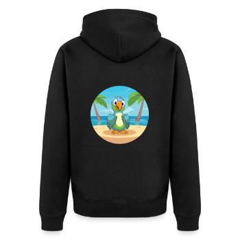 Papageien-Karikatur-Yoga-Strand-Sommer-Illustration - Unisex Premium Bio Zip Hoodie - Schwarz - Hinten - Nico (187cm)