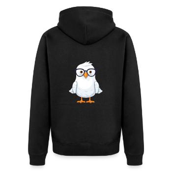 Möwe mit Brille Cartoon Kawaii Illustration - Unisex Premium Bio Zip Hoodie - Schwarz - Hinten - Nico (187cm)