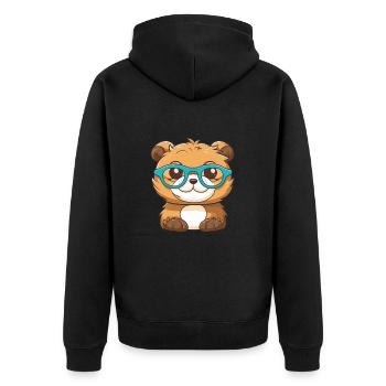 Otter trägt Brille Karikatur Kawaii Illustration - Unisex Premium Bio Zip Hoodie - Schwarz - Hinten - Nico (187cm)
