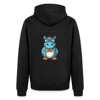 Nilpferd-Karikatur Kawaii Bunte Illustration - Unisex Premium Bio Zip Hoodie - Schwarz - Hinten - Nico (187cm)