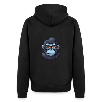 Gorilla mit Brille Cartoon Kawaii Illustration - Unisex Premium Bio Zip Hoodie - Schwarz - Hinten - Nico (187cm)