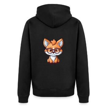 Fuchs trägt Brille Cartoon Kawaii Illustration - Unisex Premium Bio Zip Hoodie - Schwarz - Hinten - Nico (187cm)