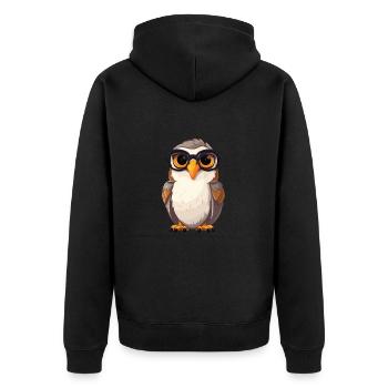 Falcon Wearing Glasses Cartoon Kawaii Illustration - Unisex Premium Organic Zip Hoodie - black - Back - Nico (187cm)