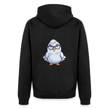 Taube trägt Brille Cartoon Kawaii Illustration - Unisex Premium Bio Zip Hoodie - Schwarz - Hinten - Nico (187cm)