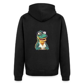 Crocodile With Glasses Cartoon Kawaii Illustration - Unisex Premium Organic Zip Hoodie - black - Back - Nico (187cm)