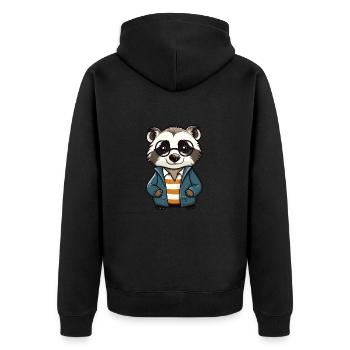 blaireau portant des lunettes dessin animé kawaii illustration - Veste à capuche bio Premium Unisexe - noir - Dos - Nico (187cm)