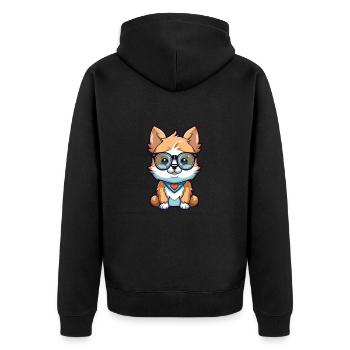 chien portant des lunettes dessin animé Kawaii Illustration - Veste à capuche bio Premium Unisexe - noir - Dos - Nico (187cm)
