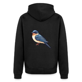 Swallow Cartoon Kawaii Aquarelle Illustration - Veste à capuche bio Premium Unisexe - noir - Dos - Nico (187cm)