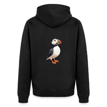 Puffin Cartoon Kawaii Aquarelle Illustration - Veste à capuche bio Premium Unisexe - noir - Dos - Nico (187cm)