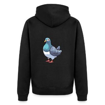 Pigeon Cartoon Kawaii Aquarelle Illustration - Veste à capuche bio Premium Unisexe - noir - Dos - Nico (187cm)