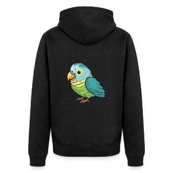 Sittich-Karikatur-Kawaii-Aquarell-Illustration - Unisex Premium Bio Zip Hoodie - Schwarz - Hinten - Nico (187cm)