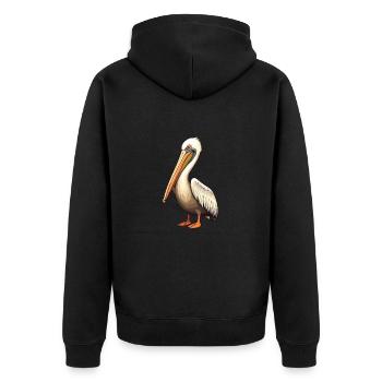 Pelican Cartoon Kawaii Aquarelle Illustration - Veste à capuche bio Premium Unisexe - noir - Dos - Nico (187cm)
