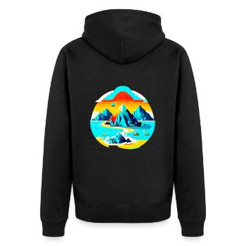 Island with futuristic mountains - Unisex Premium Organic Zip Hoodie - black - Back - Nico (187cm)