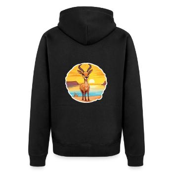 Antilope Lustige Karikatur Kawaii Strand Illustration - Unisex Premium Bio Zip Hoodie - Schwarz - Hinten - Nico (187cm)