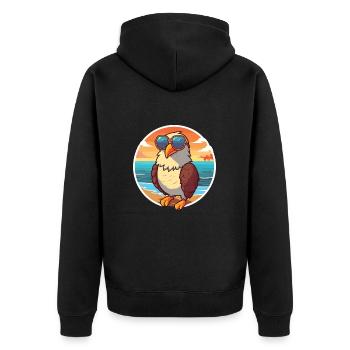 Eagle Funny Cartoon Kawaii Beach Illustration - Unisex Premium Organic Zip Hoodie - black - Back - Nico (187cm)