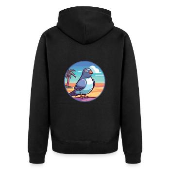 Taube Lustige Karikatur Kawaii Strand Illustration - Unisex Premium Bio Zip Hoodie - Schwarz - Hinten - Nico (187cm)
