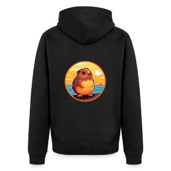 Cochon d’Inde Drôle de dessin animé Kawaii Beach Illustration - Veste à capuche bio Premium Unisexe - noir - Dos - Nico (187cm)