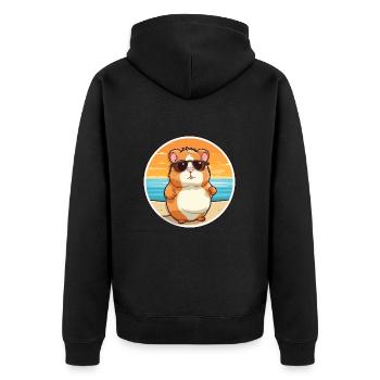 Hamster Lustige Karikatur Kawaii Strand Illustration - Unisex Premium Bio Zip Hoodie - Schwarz - Hinten - Nico (187cm)