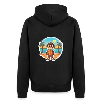Affe lustige Karikatur Kawaii Strand Illustration - Unisex Premium Bio Zip Hoodie - Schwarz - Hinten - Nico (187cm)