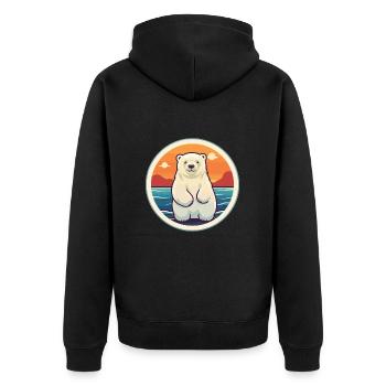 Eisbär Lustige Karikatur Kawaii Strand Illustration - Unisex Premium Bio Zip Hoodie - Schwarz - Hinten - Nico (187cm)