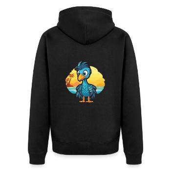 Peacock Funny Cartoon Kawaii Beach Illustration - Veste à capuche bio Premium Unisexe - noir - Dos - Nico (187cm)